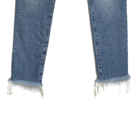 Madewell The Perfect Vintage Jean High Rise Raw Hem Crop Ankle Blue Denim 24 - Picture 9 of 15